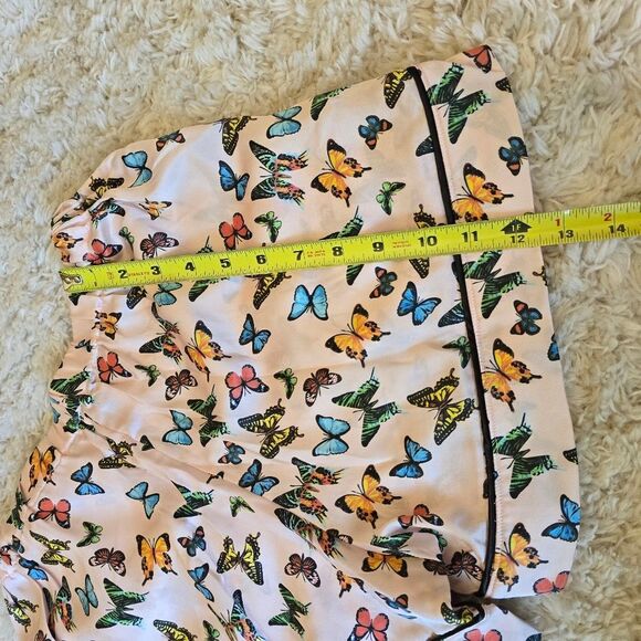 LEZAT Butterfly Pjs Set Size XS 100% Silk Pink Blue - Picture 10 of 14